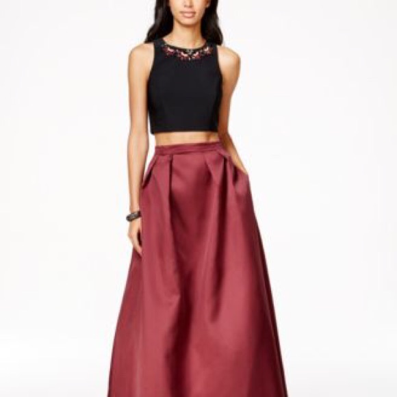 Xscape Tops - High neck jeweled black crop top